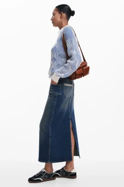 Denim midi skirt