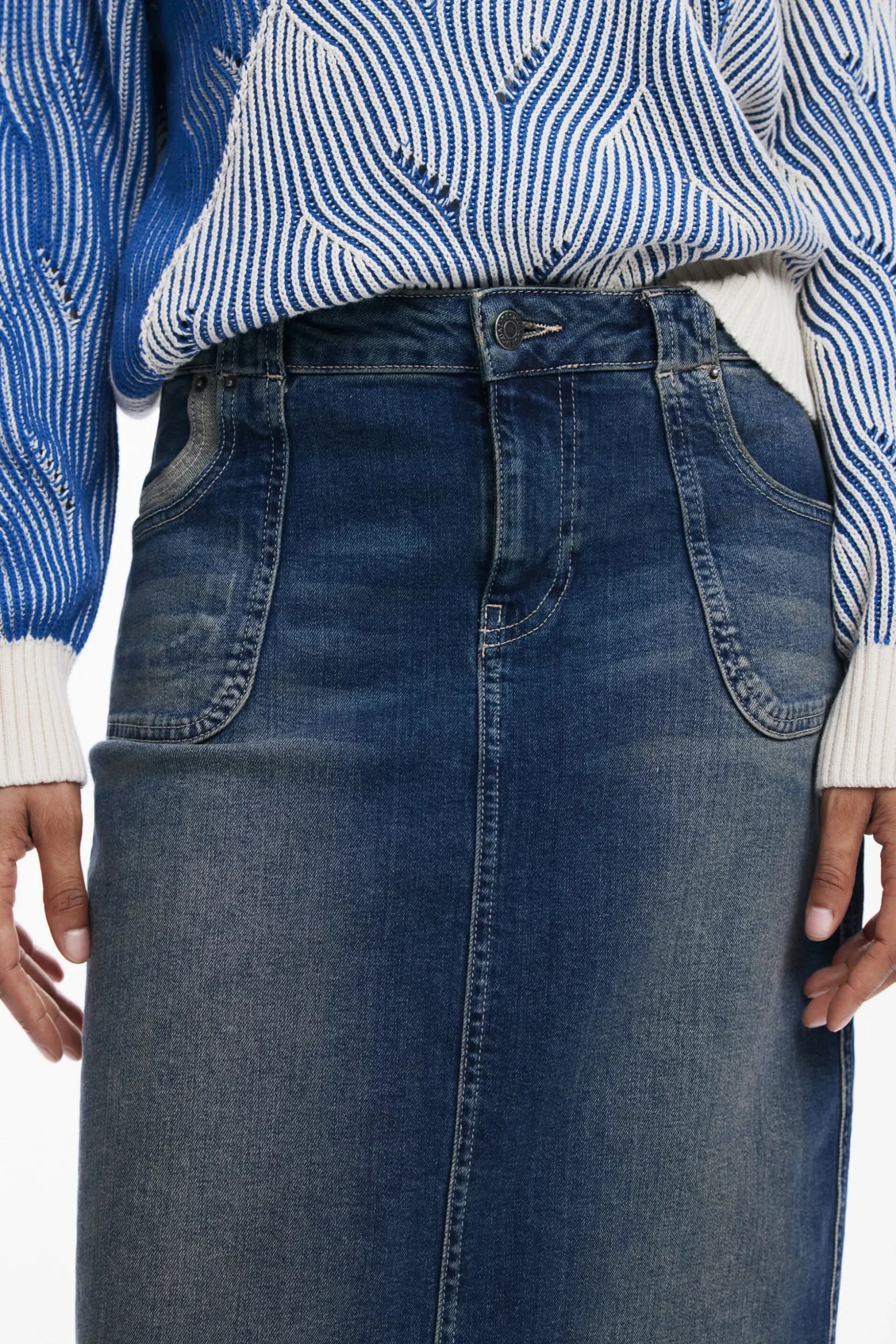 Denim midi skirt