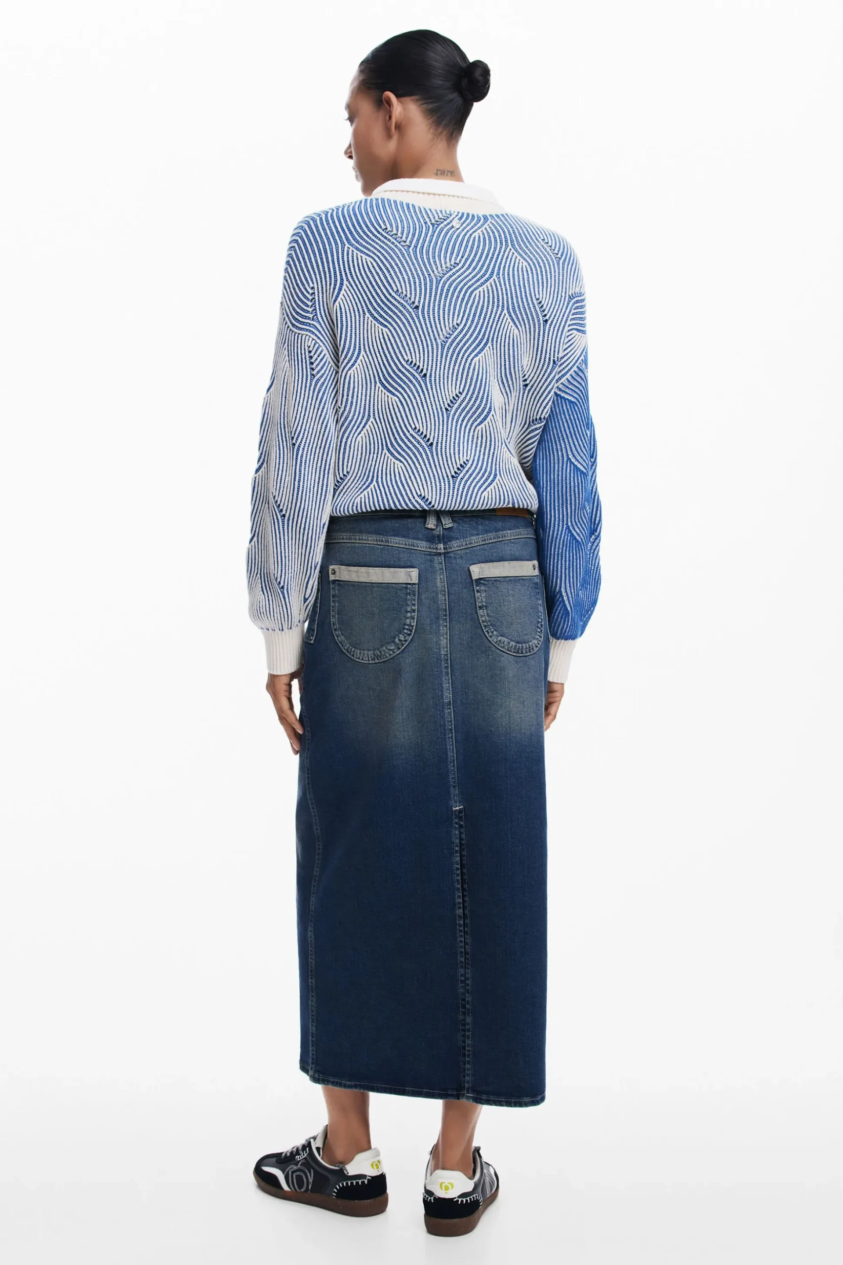 Denim midi skirt