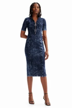 Denim-effect dress