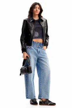 Double-waistband balloon jeans
