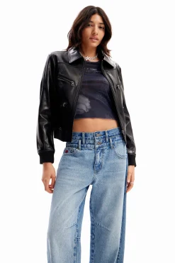 Double-waistband balloon jeans