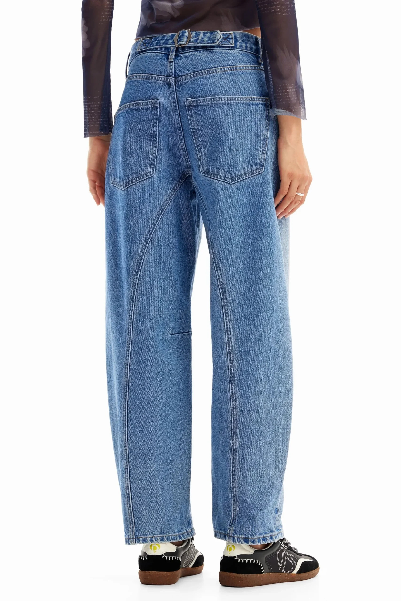 Double-waistband balloon jeans
