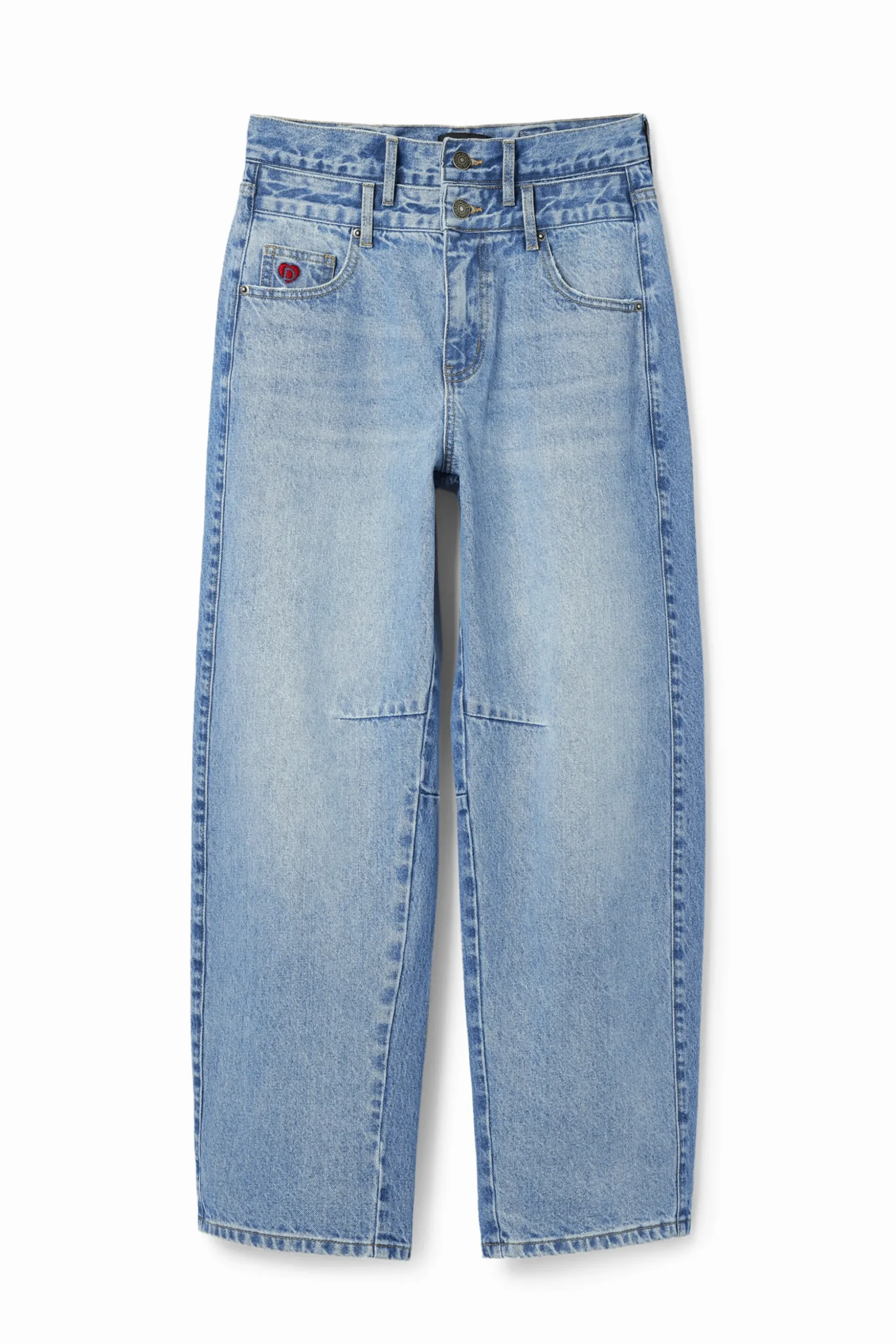 Double-waistband balloon jeans