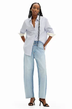 Double-waistband balloon jeans