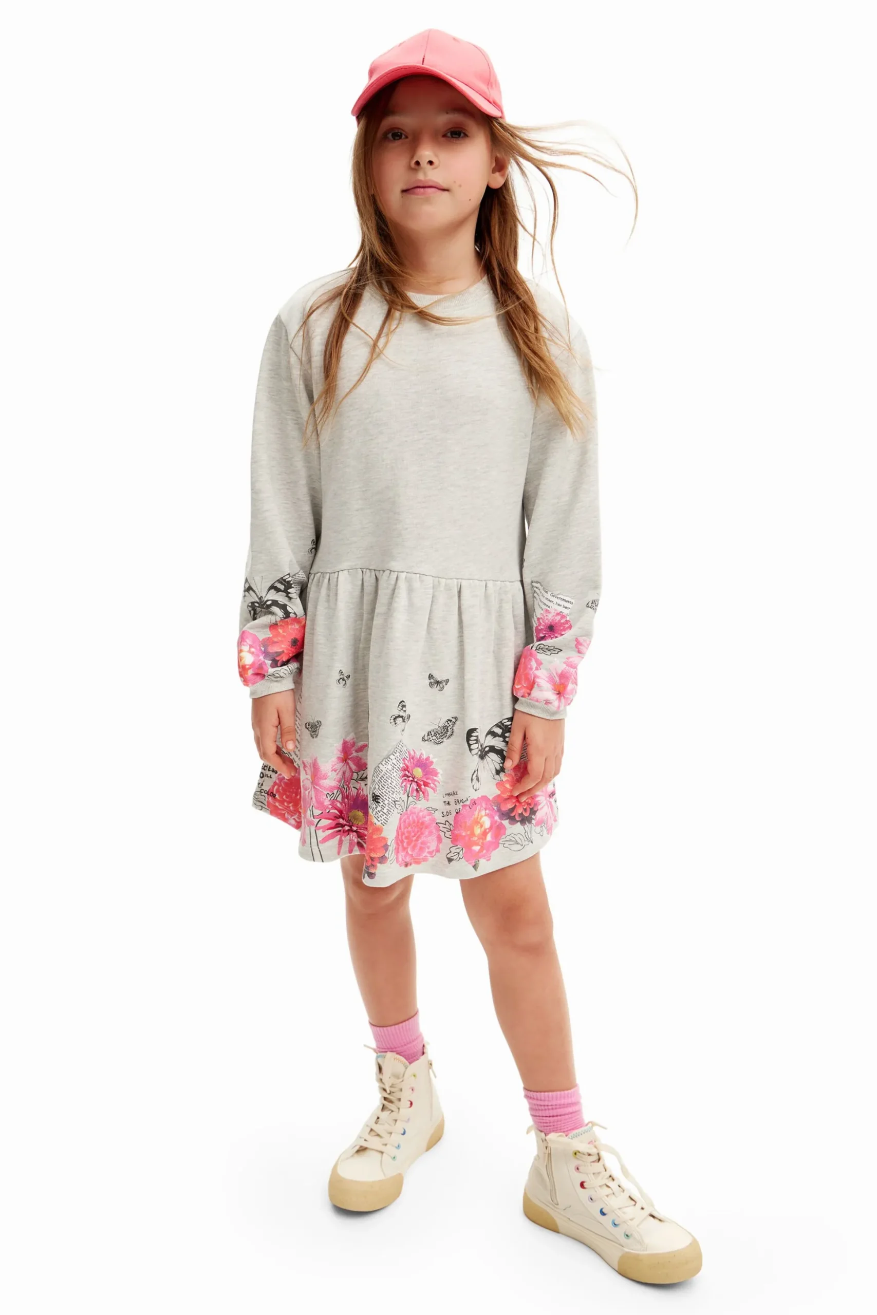 Dress with butterflies and flowers