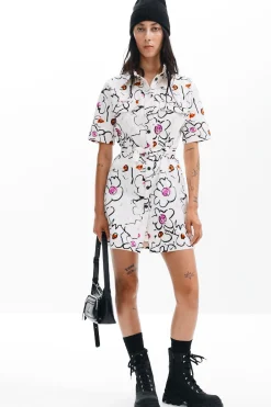 Dress with drawn flowers