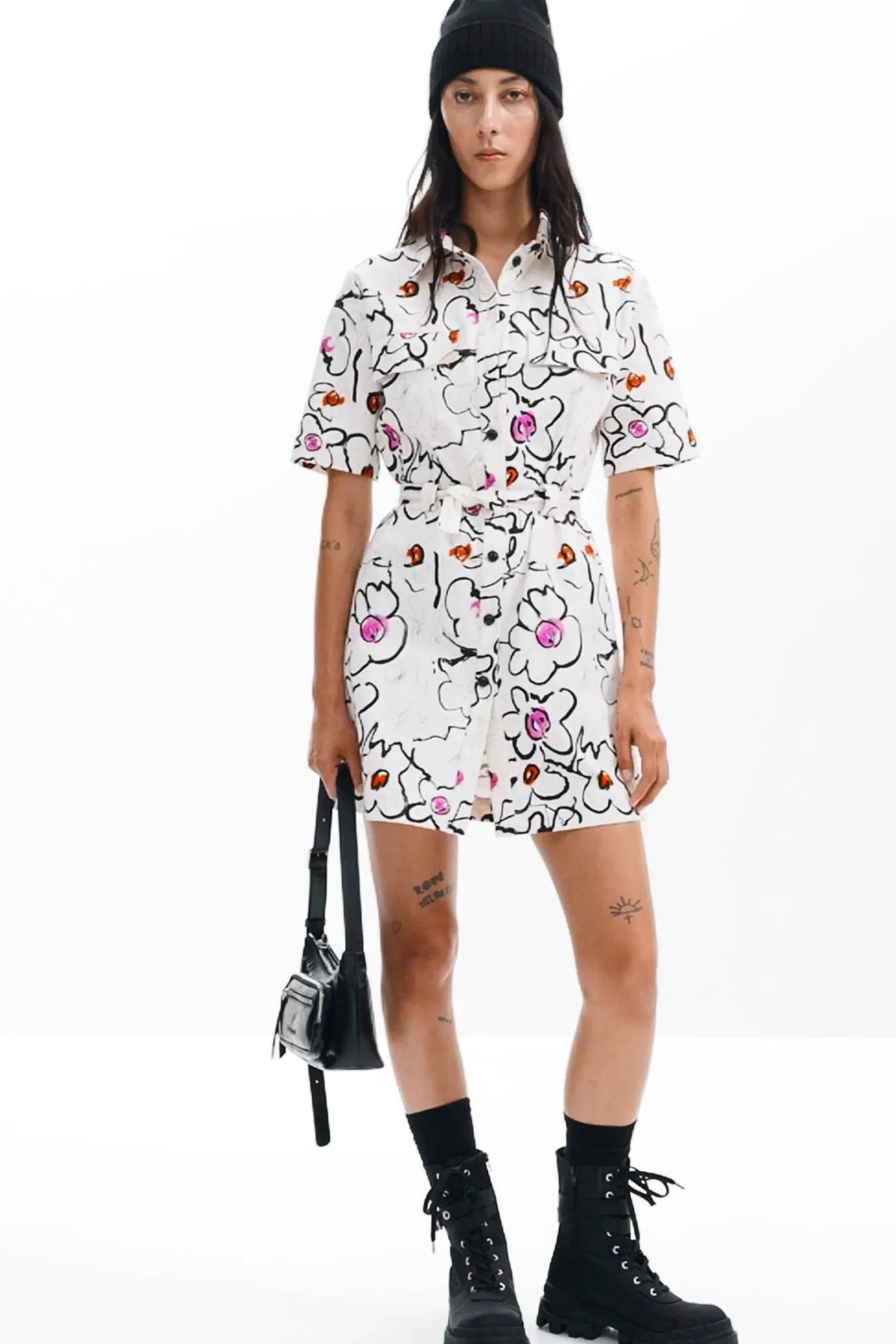 Dress with drawn flowers