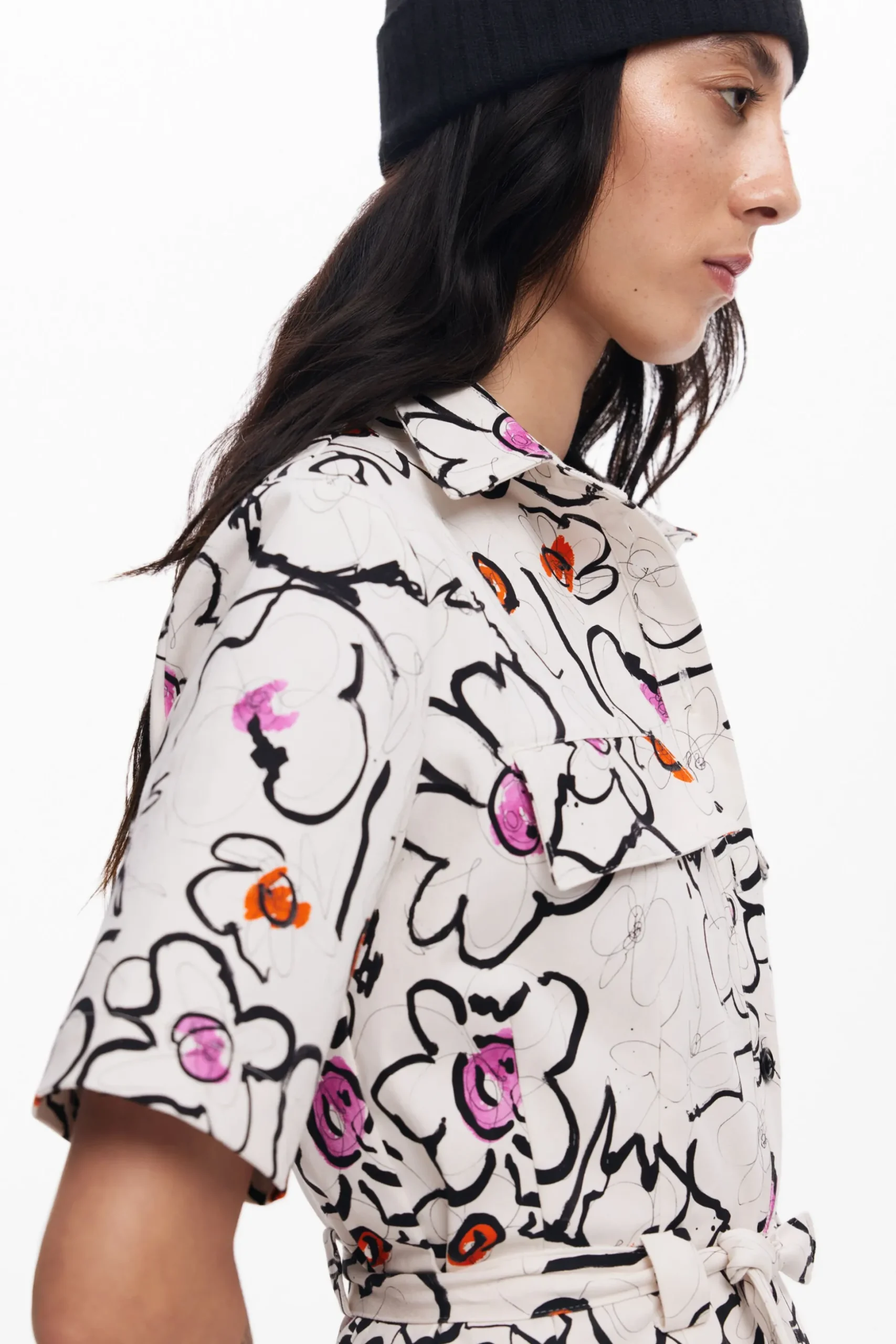 Dress with drawn flowers