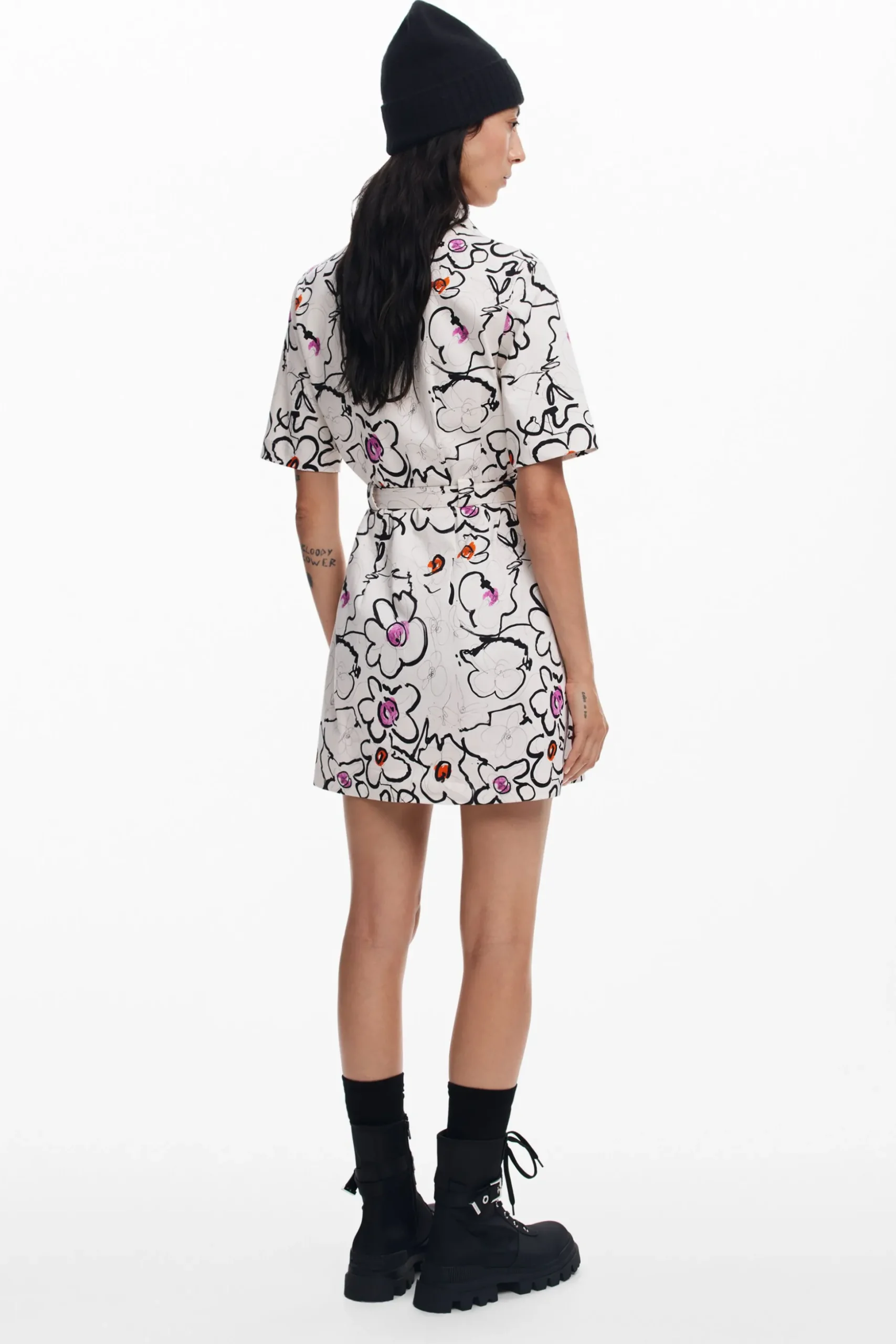 Dress with drawn flowers