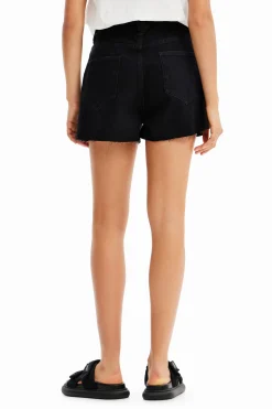 Embroidered denim shorts