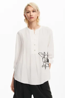 Embroidered flower blouse