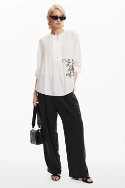 Embroidered flower blouse