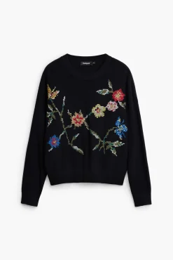 Embroidered flower sweatshirt