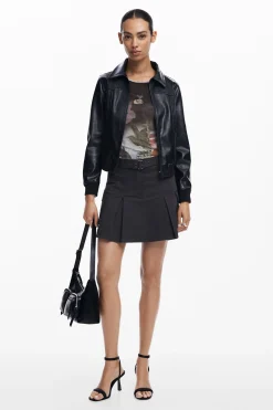 Faux leather biker jacket
