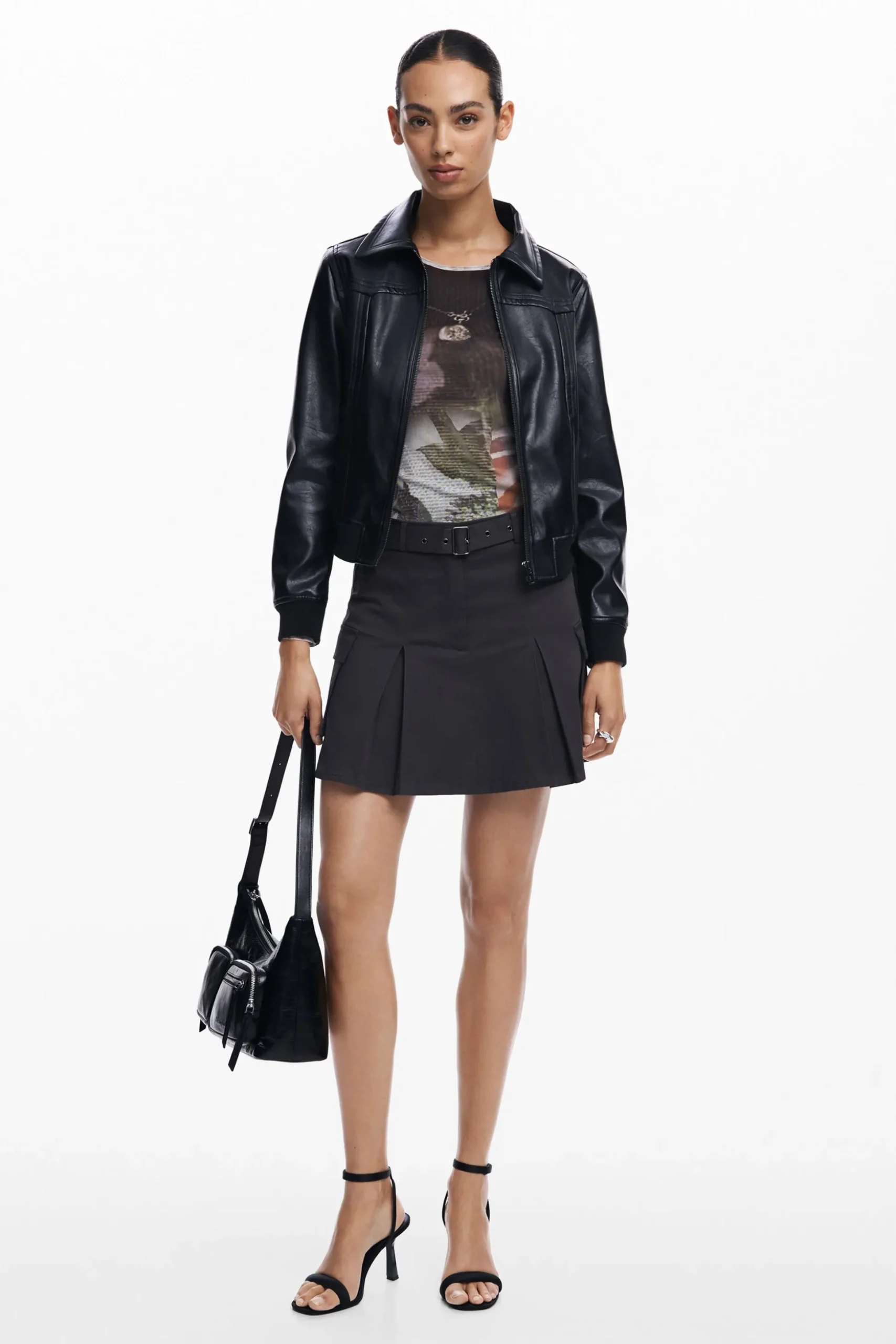 Faux leather biker jacket