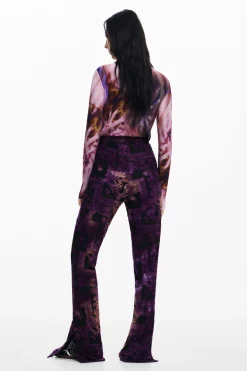 Flared devoré pants