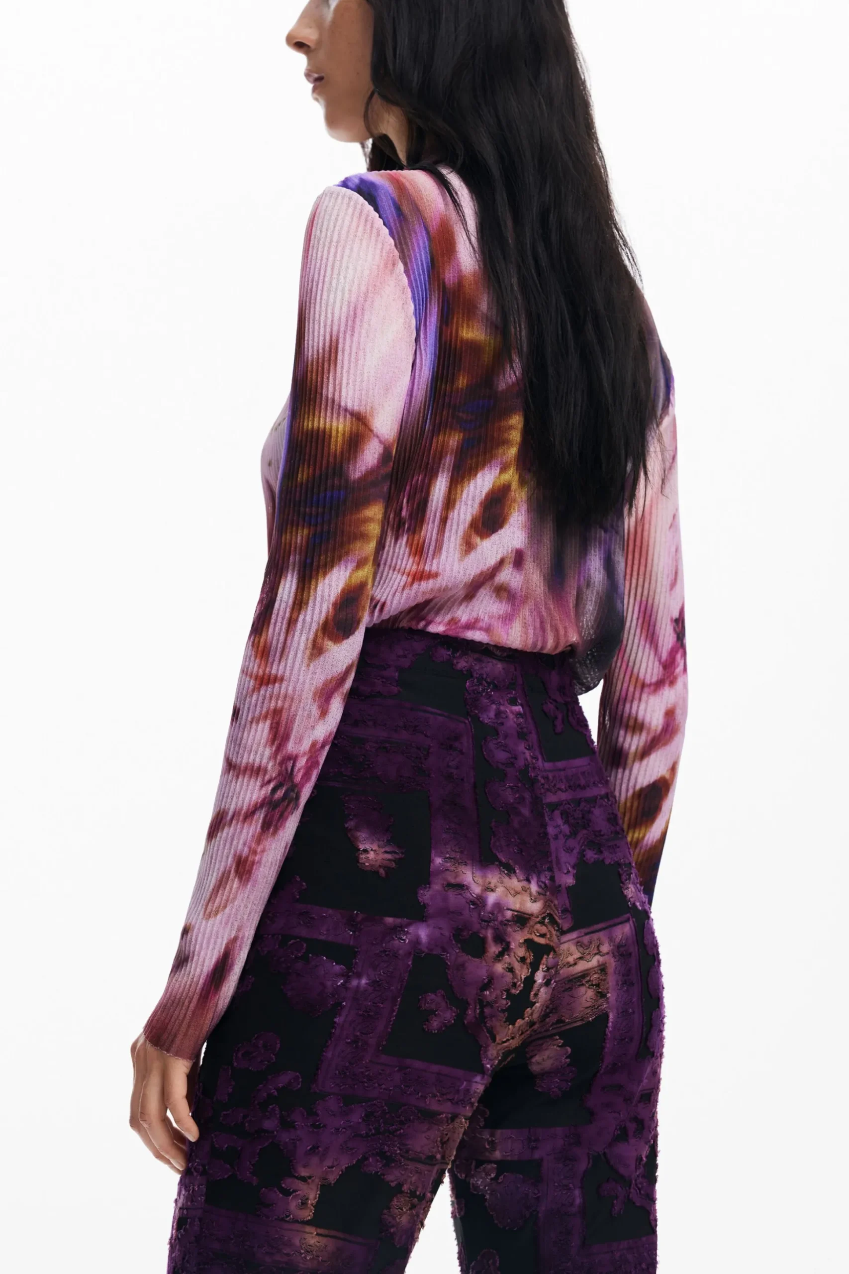 Flared devoré pants