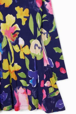 Floral dress with a high neck