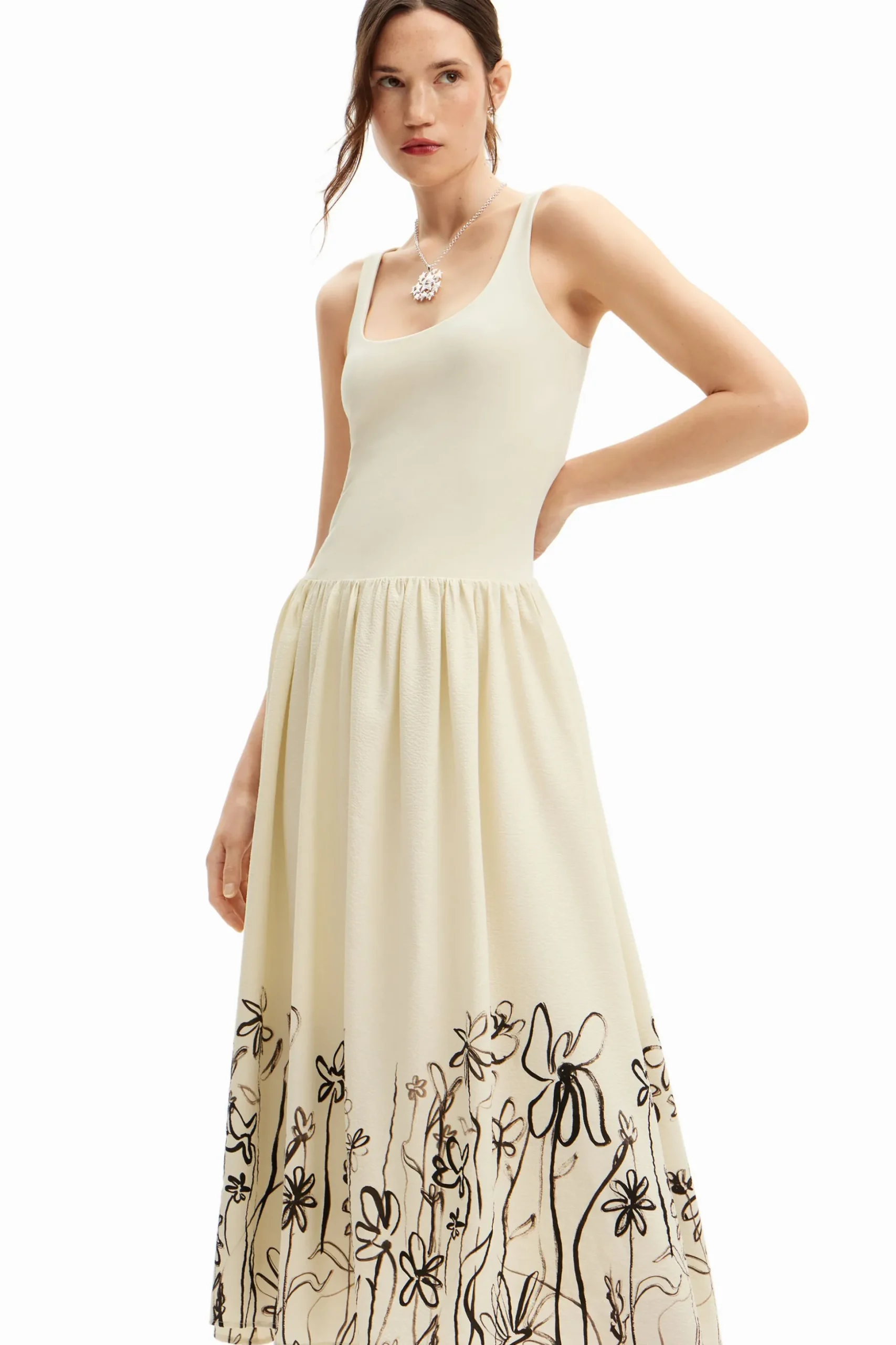 Floral flared midi dress