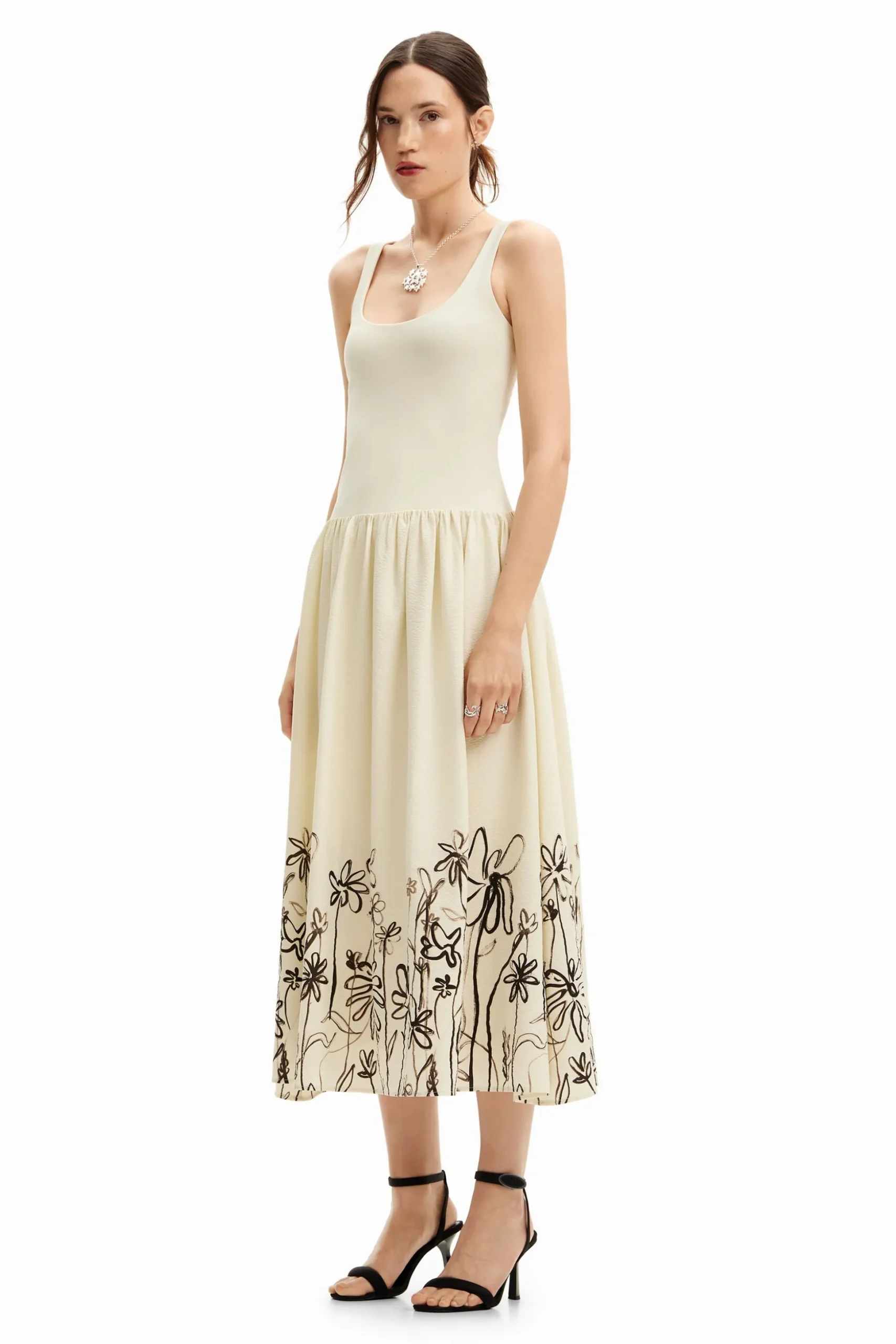 Floral flared midi dress