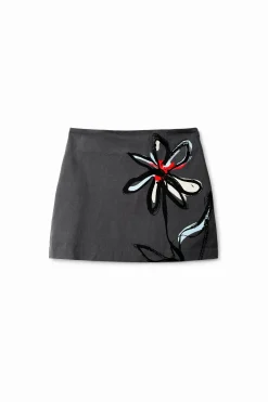 Floral illustration miniskirt