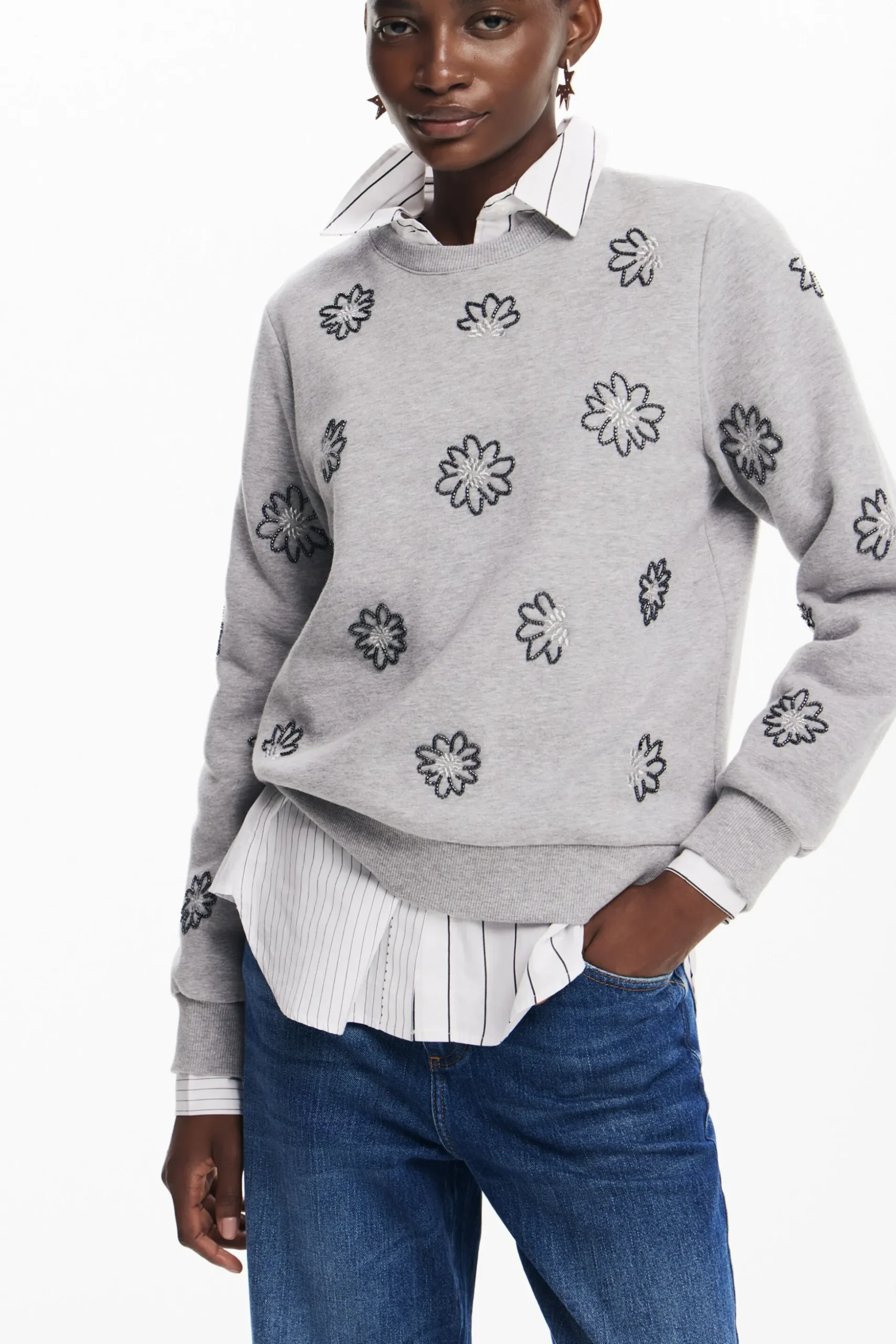 Floral jewel sweatshirt