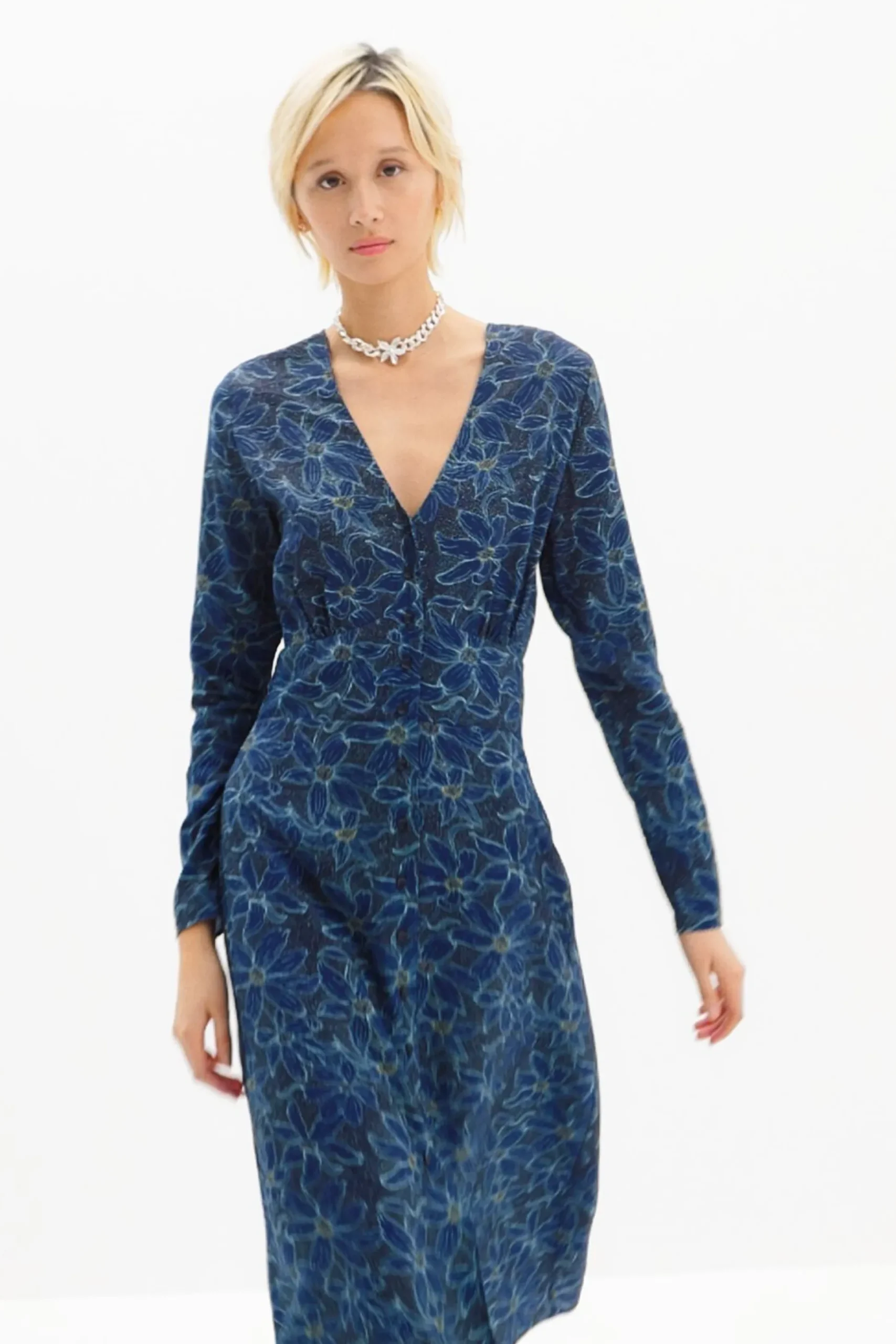 Floral midi shirt dress