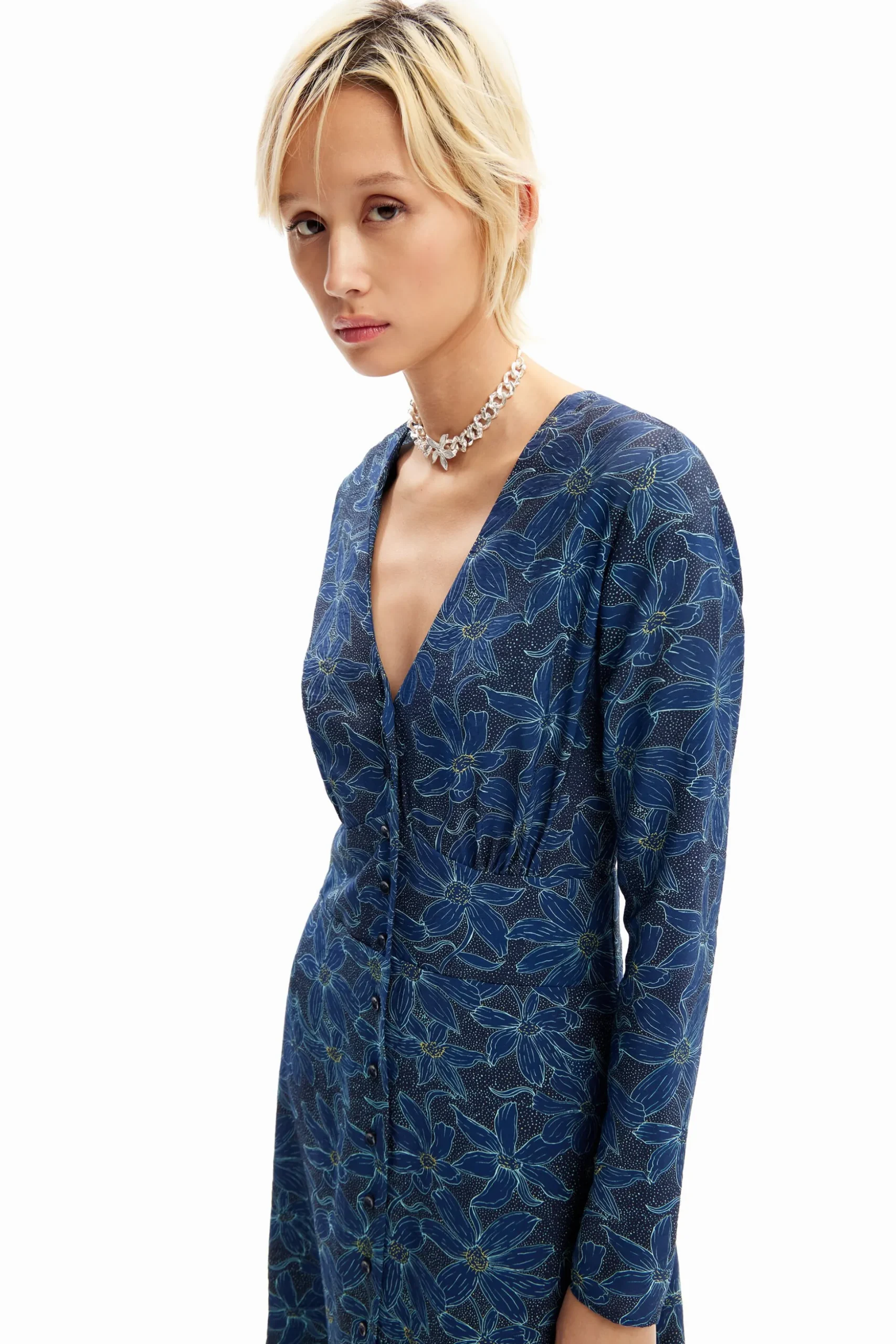 Floral midi shirt dress
