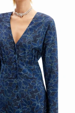Floral midi shirt dress