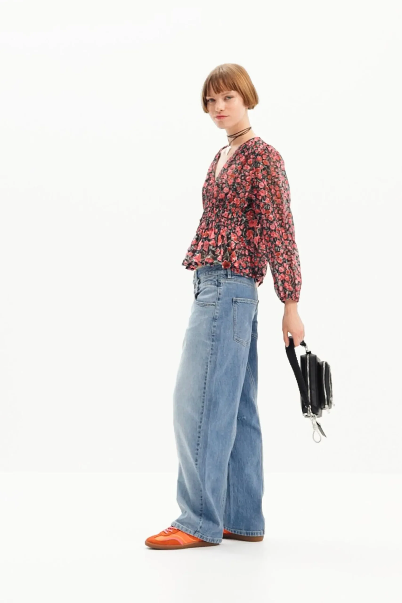 Floral plumetis blouse
