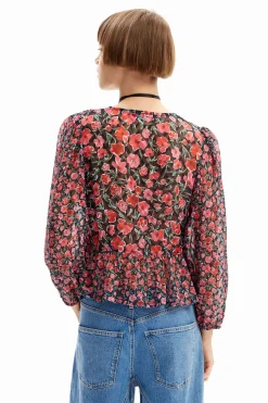 Floral plumetis blouse
