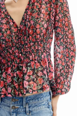 Floral plumetis blouse