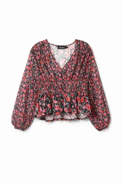 Floral plumetis blouse