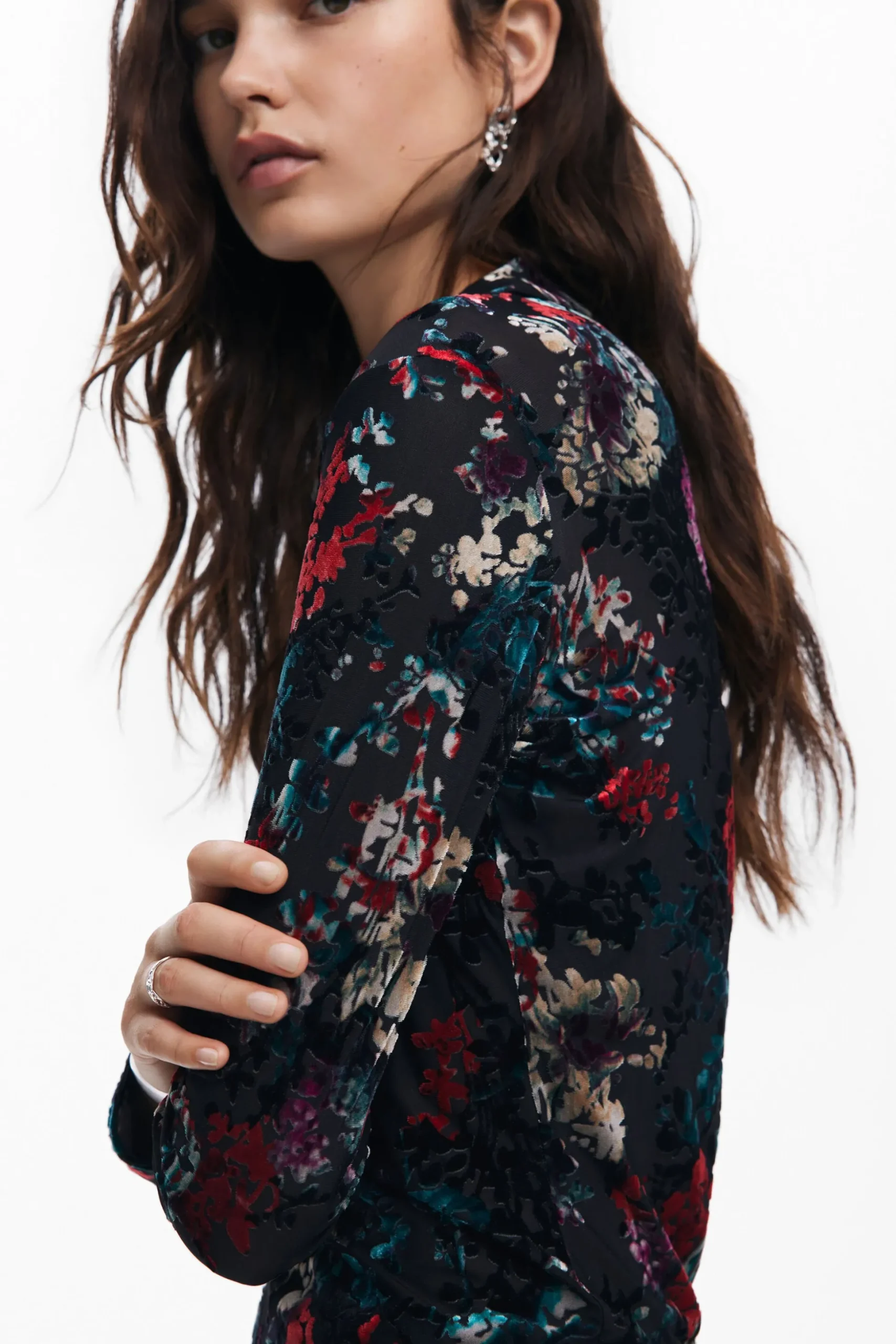 Floral print tulle T-shirt