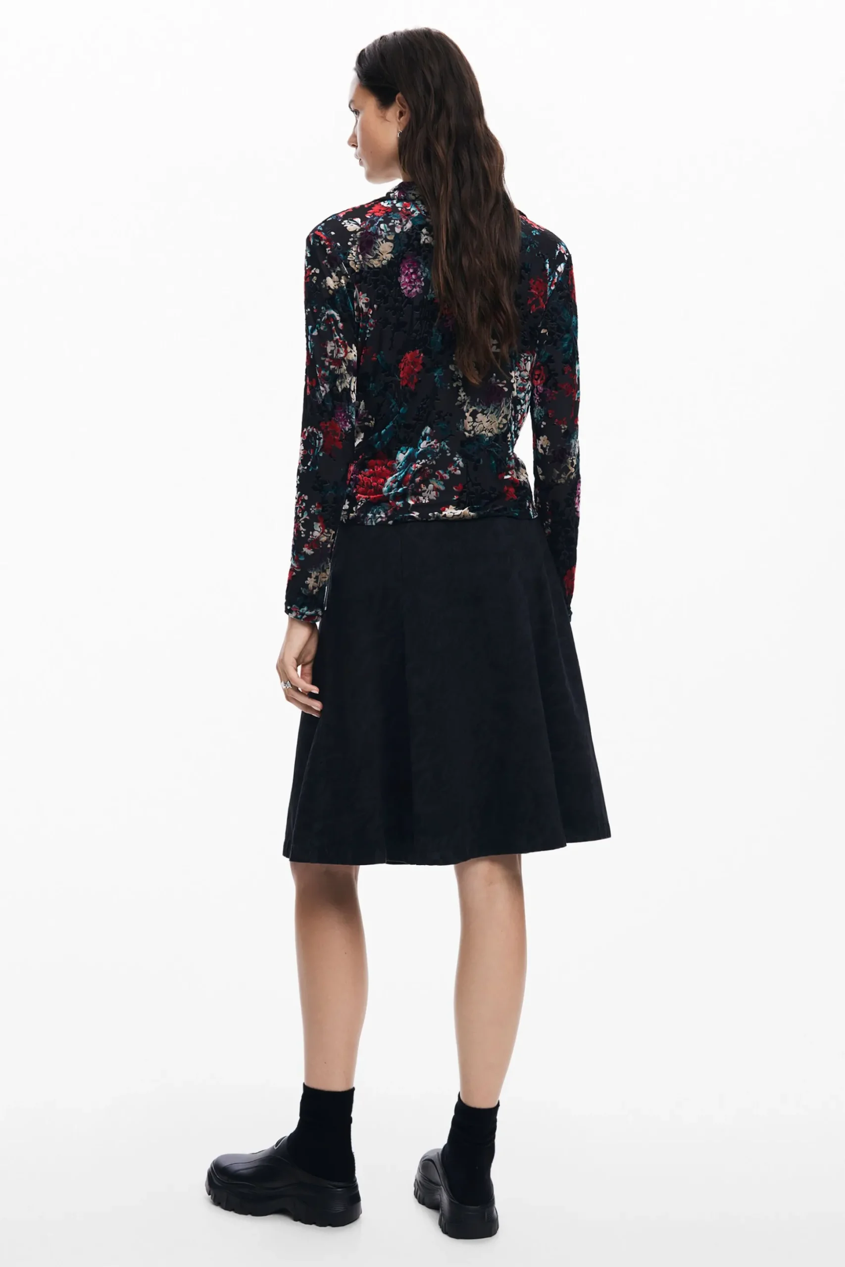 Floral print tulle T-shirt