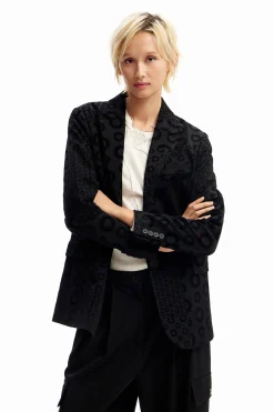 Geometric flocked blazer
