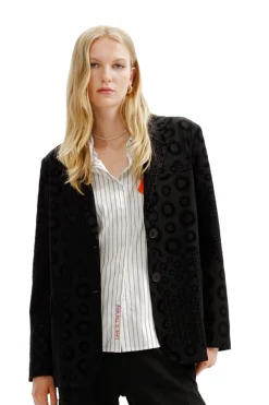 Geometric flocked blazer