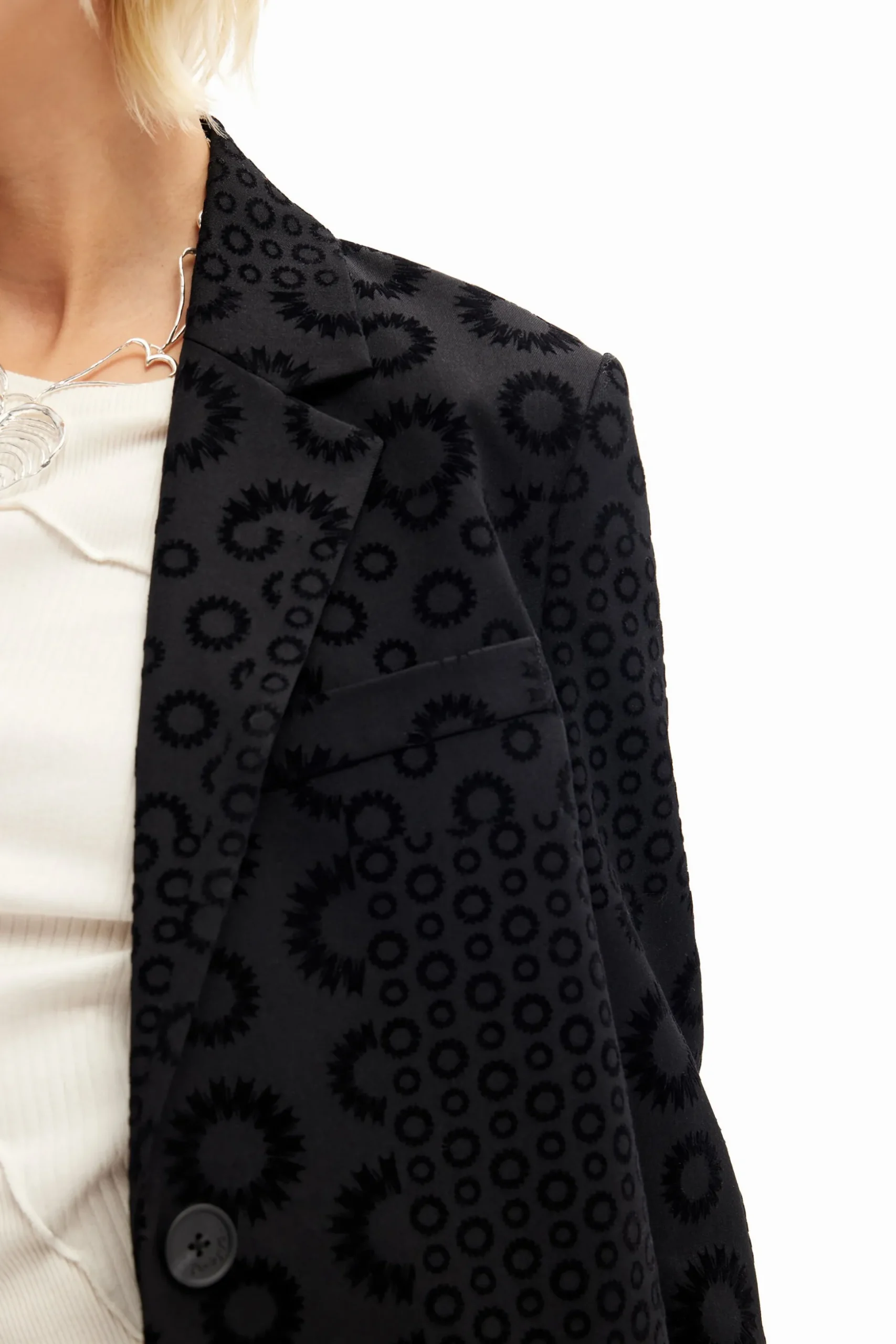 Geometric flocked blazer