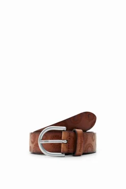 Geometric leather belt