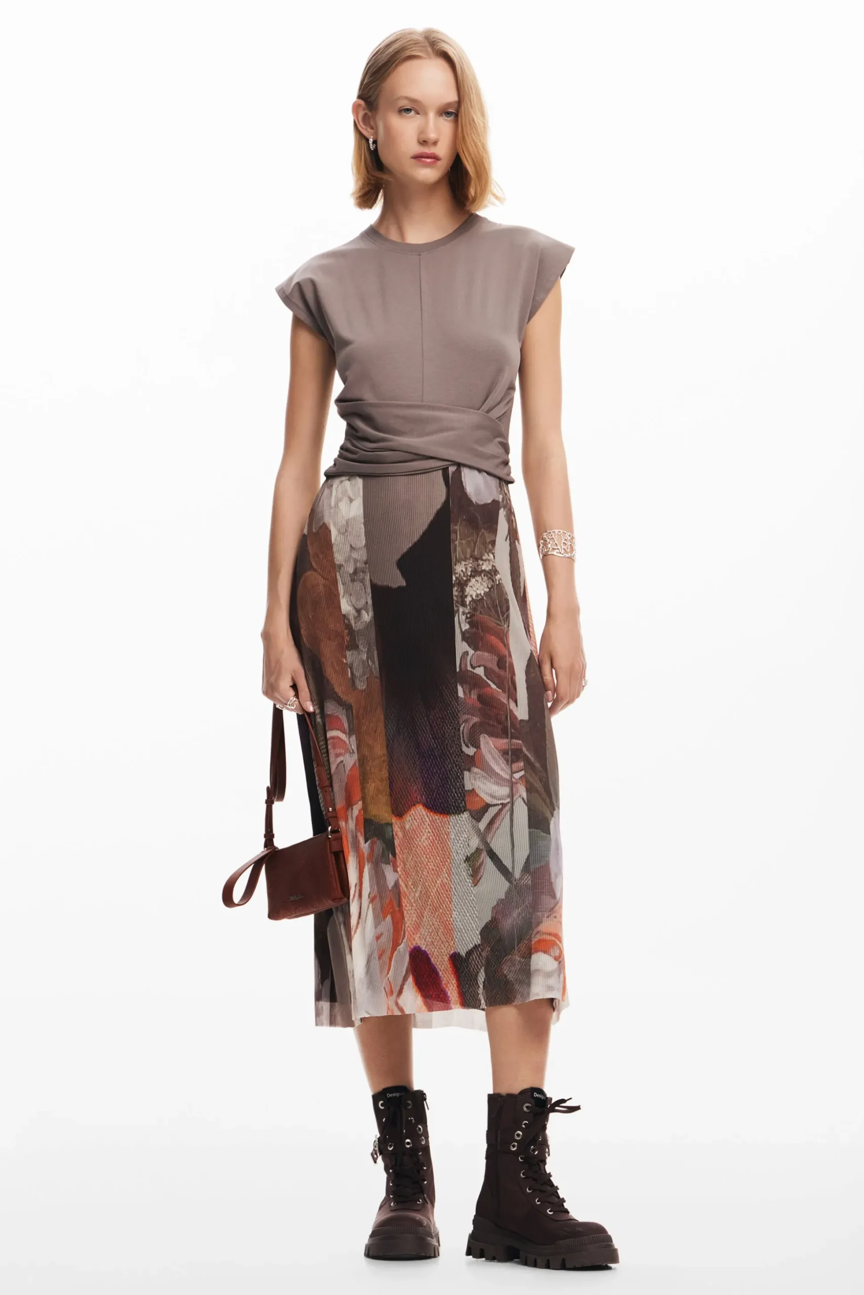 Hybrid floral midi dress