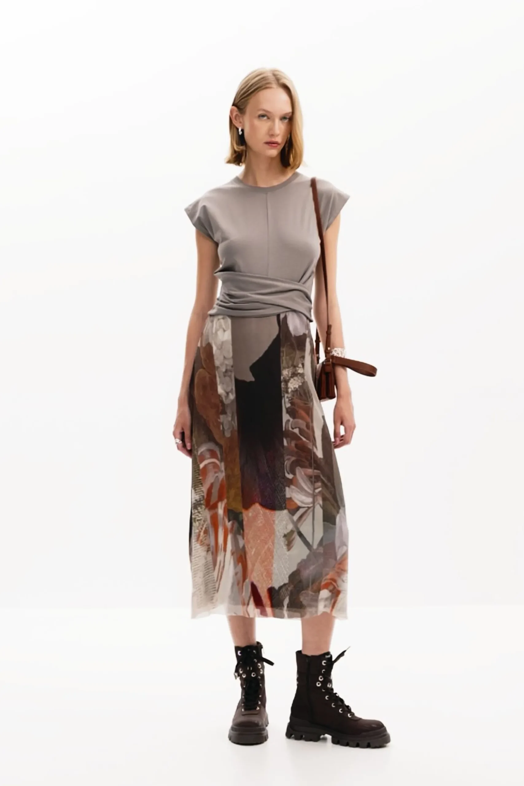 Hybrid floral midi dress