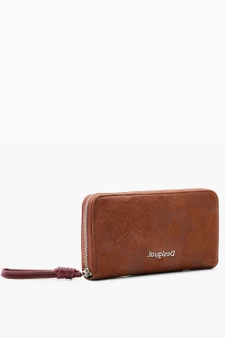 Large floral embroidery wallet