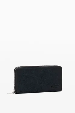 Large wallet with floral embroidery