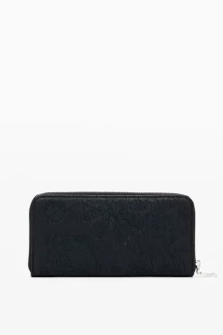 Large wallet with floral embroidery