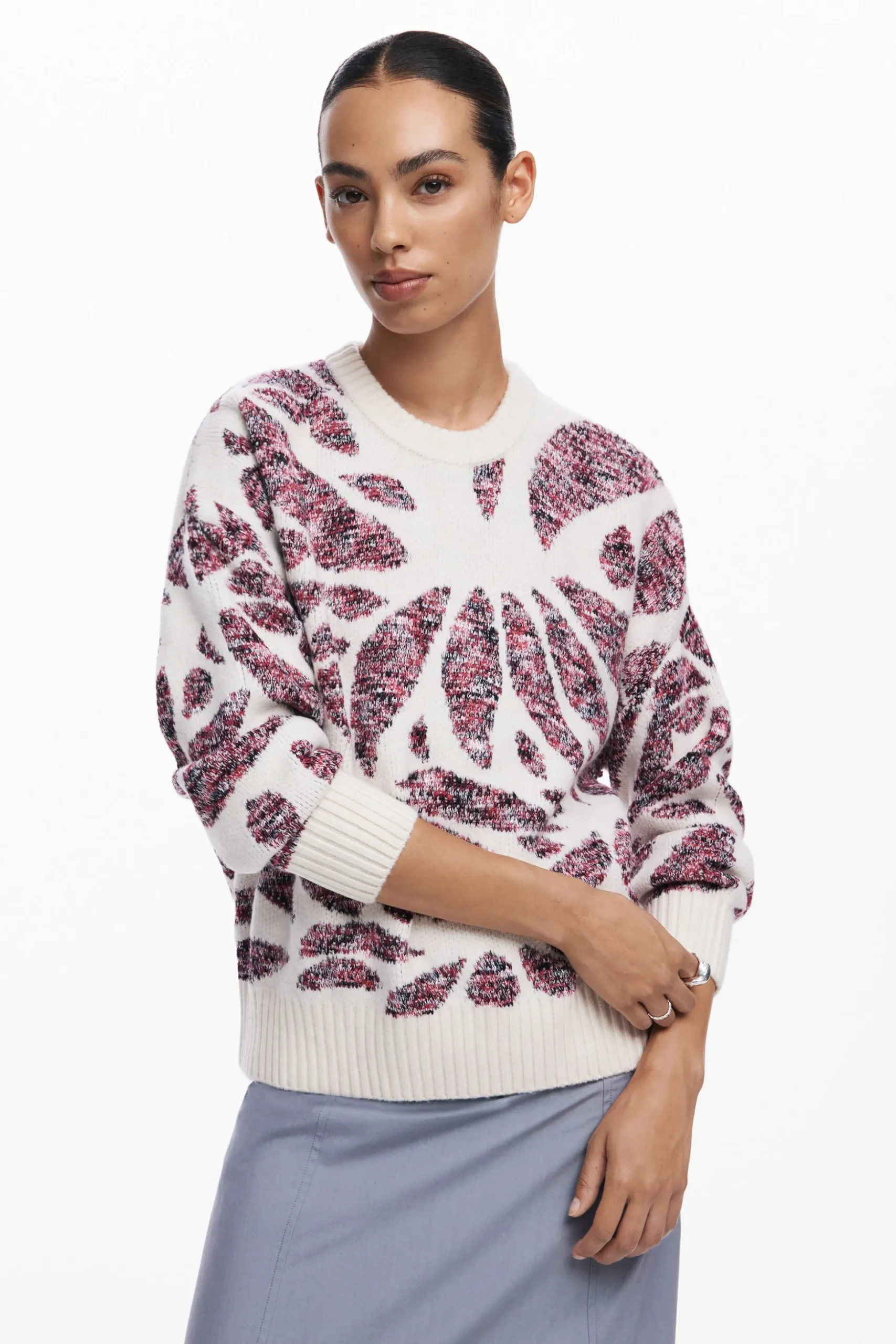 Leaf print sweater
