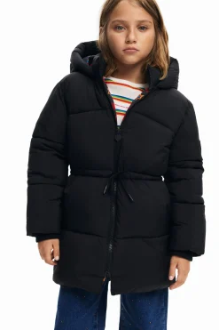 Long coat, large hood, pockets