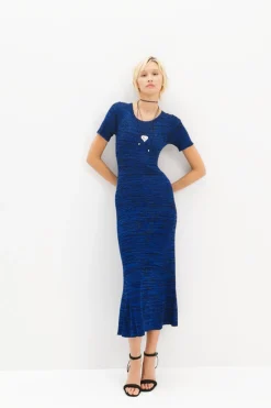 Long mottled ribbed dress