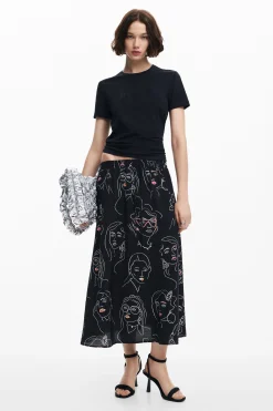 Long skirt with faces