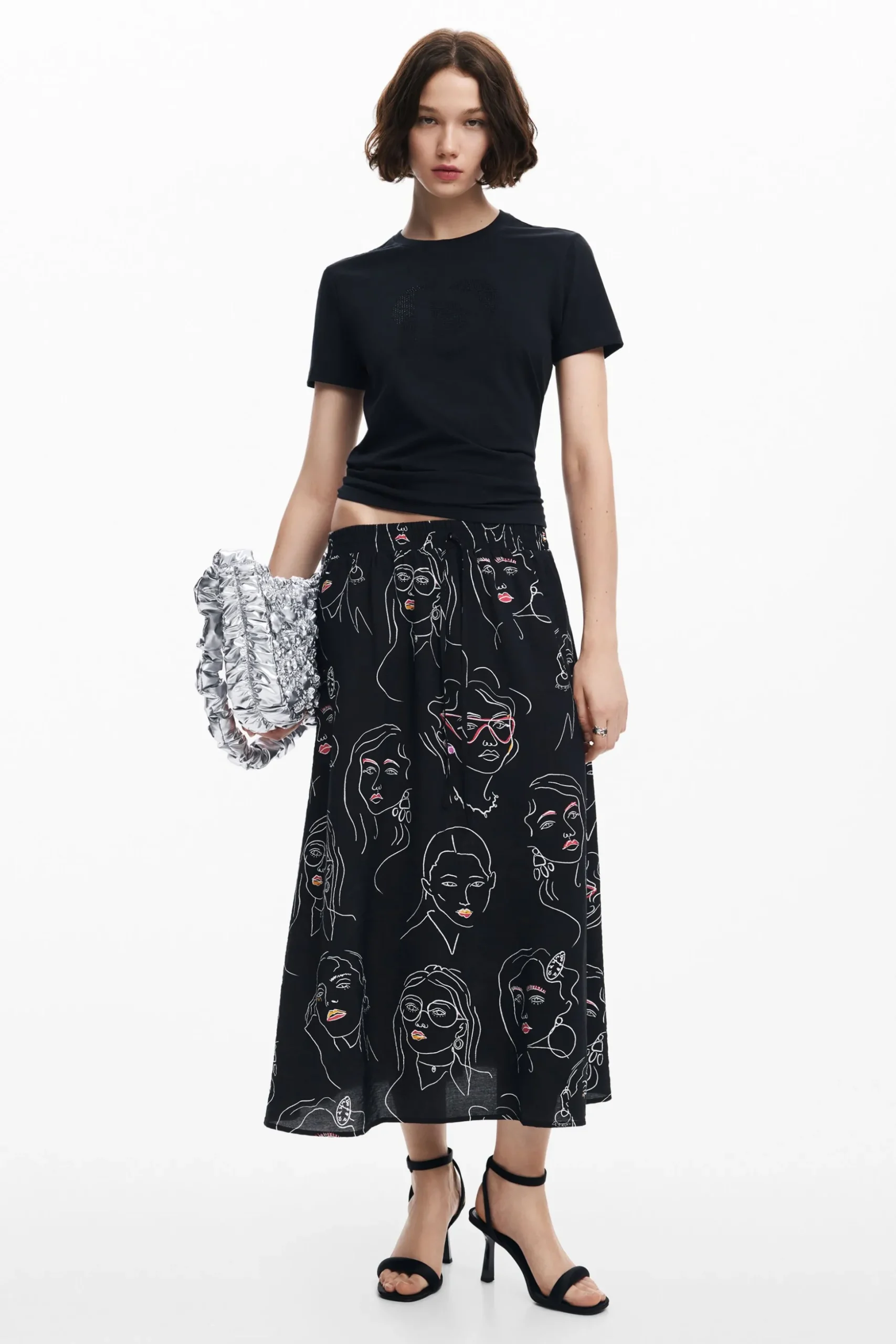 Long skirt with faces